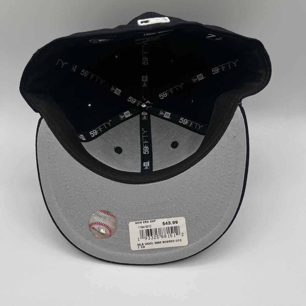 Boston Red Sox New Era Hat Cap Fitted Mens 7 1/2 Blue MLB Baseball 59FIFTY NEW - Picture 6 of 7